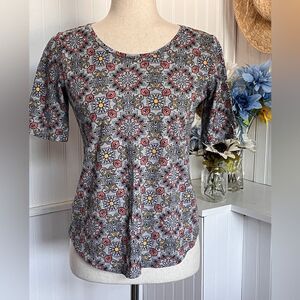 Loft Vintage Soft Short Sleeve Geometric Print Top Size XXS